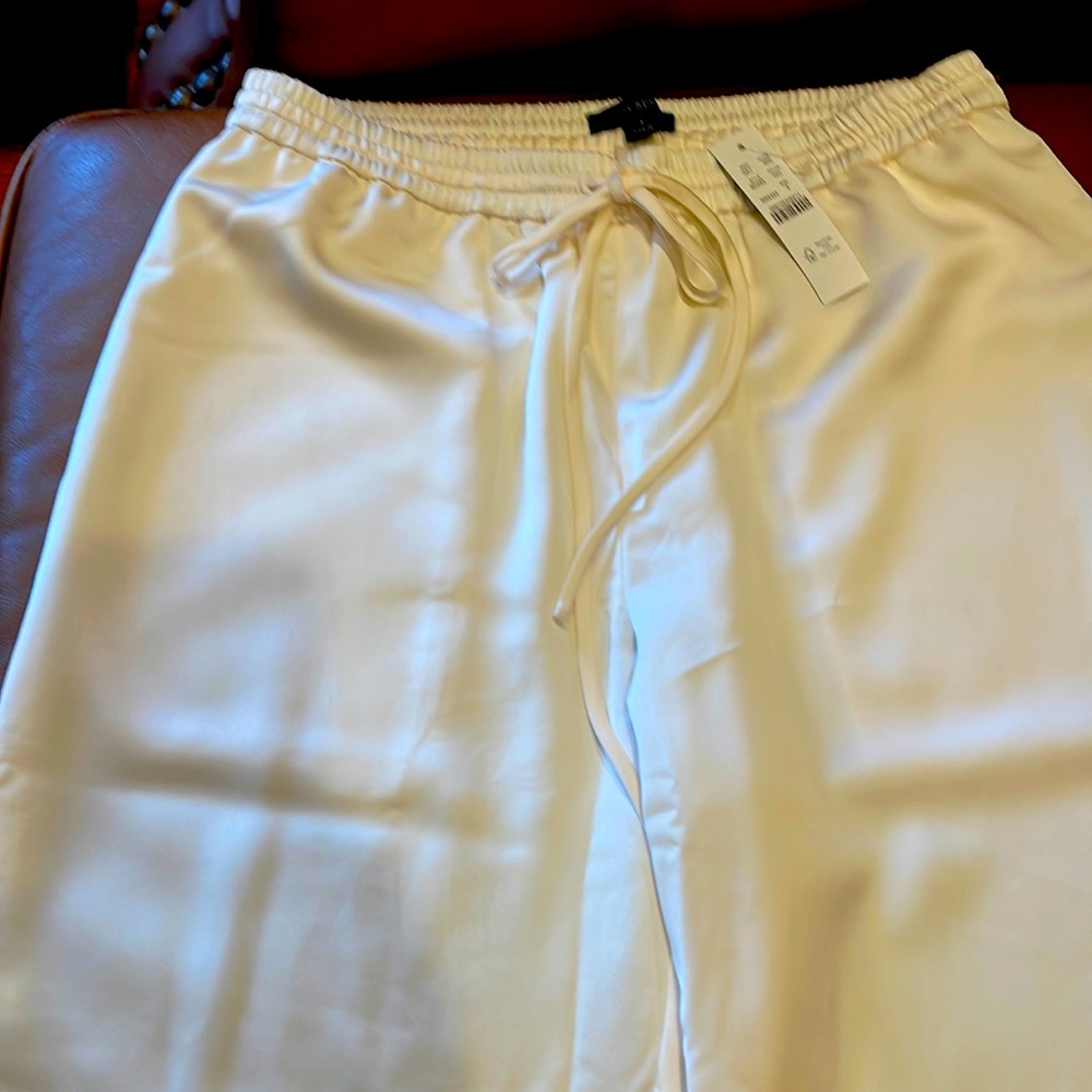 J. Crew cream, silky cream pants